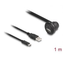 Delock USB 2.0 Cable USB Type-A male and USB Type-C™ male to USB Type-A female 90° angled and USB Type-C™ female 90° angled for  (88103)