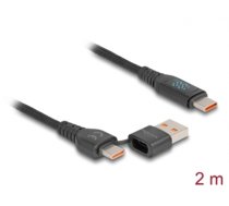 Delock USB 2.0 Fast Charging Cable USB Type-C™ + USB Type-A male to USB Type-C™ male PD 3.1 140 W with power indication 1.20 m (88137)