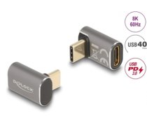 Delock USB Adapter 40 Gbps USB Type-C™ PD 3.0 100 W male to female angled 8K 60 Hz metal (60054)