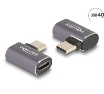 Delock USB Adapter 40 Gbps USB Type-C™ PD 3.0 100 W male to female angled left / right 8K 60 Hz metal (60047)