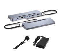 i-tec USB-C Metal Ergonomic 3x 4K Display Docking Station with Power Delivery 100 W + Universal Charger 100 W (C31FLAT2PDPRO100W)