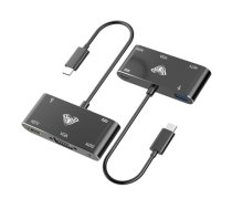Aula OT-9573S 5in1 Hub adapteris USB-C uz Hdmi 4K 30Hz / VGA monitor / USB 3.0 / Audio 3.5mm / PD uzlāde (OT-9573S)