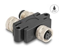 Delock M12 Y-Splitter A-coded 4 pin female to 1 x male und 1 x female parallel connection (60581)