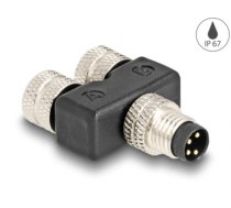 Delock M8 Y-Splitter A-coded 4 pin male to 2 x female parallel connection (60577)
