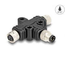 Delock M8 T-Splitter A-coded 4 pin male to 2 x female parallel connection (60576)