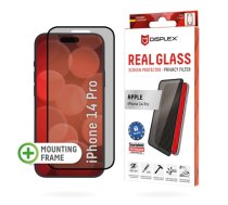 Displex Privacy Full Cover Screen Protector (10H) for Apple iPhone 14 Pro, Eco Mounting Frame, Privacy Filter, Tempered Glass, scratch resistant protective film, case friendly (01707)