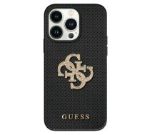 Guess Leather Perforated 4G Glitter Logo Back Case for Apple iPhone 15 (GUHCP15SPSP4LGK)