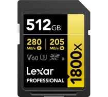 Lexar memory card SDXC 512GB Professional 1800x UHS-II U3 V60 (LSD1800512G-BNNNG)