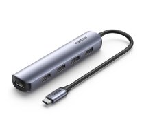 Adapteris Ugreen CM417 USB-C to 4xUSB-A + HDMI pilkas (52991)