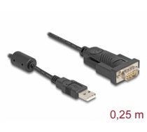 Delock Adapter USB 2.0 Type-A to 1 x Serial RS-232 D-Sub 9 pin male with ferrite core 0.25 m (61549)