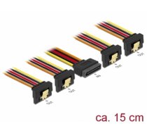 Delock Cable SATA 15 pin power plug with latching function > SATA 15 pin power receptacle 2 x down / 2 x up 15 cm (60166)