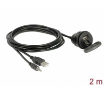 Delock Cable USB Type A male + 3.5 mm 4 pin stereo jack male > female bulkhead with closure cap USB Type A female + 3.5 mm 4 pin (85719)