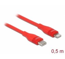 Delock Data and charging cable USB Type-C™ to Lightning™ for iPhone™, iPad™ and iPod™ red 0.5 m MFi (86633)