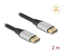 Delock DisplayPort Cable 16K 60 Hz 2 m silver metal (80634)