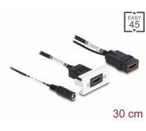 Delock Easy 45 HDMI 4K 60 Hz Module with DC feed 2.1 x 5.5 mm and pigtail,22.5 x 45 mm (81384)