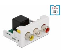 Delock Easy 45 Module 3 x RCA female to RJ45 female port 22.5 x 45 mm (81342)