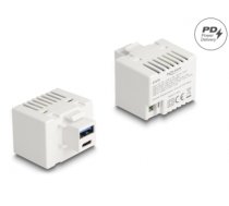 Delock Keystone Module with USB Type-A and USB Type-C™ Charging Port PD 20 W white (41478)