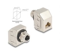 Delock M12 Adapter X-coded 8 pin female to RJ45 jack Cat.6A STP metal (60685)