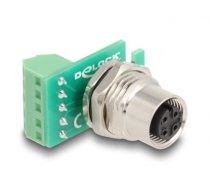 Delock M12 Transfer Module Adapter 4 pin A-coded female to 5 pin terminal block for installation (60662)