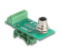 Delock M12 Transfer Module Adapter 8 pin A-coded female to 9 pin terminal block for DIN rail (60659)
