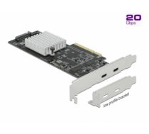 Delock PCI Express x8 Card to 2 x external SuperSpeed USB 20 Gbps (USB 3.2 Gen 2x2) USB Type-C™ female Dual Channel - Low Profil (89011)