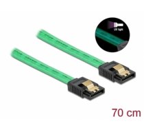 Delock SATA 6 Gb/s Cable UV glow effect green 70 cm (82112)