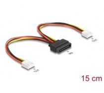 Delock SATA Power Cable 15 pin plug to 2 x Floppy 4 pin female 15 cm (66611)