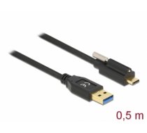 Delock SuperSpeed USB 10 Gbps (USB 3.2 Gen 2) Cable Type-A male to USB Type-C™ male with screw on top 0.5 m (84025)