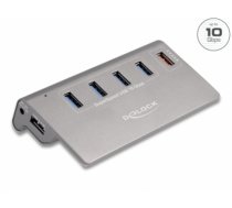 Delock USB 10 Gbps Hub with 4 USB Type-A Ports + 1 Fast Charging Port incl. Power Supply (64182)