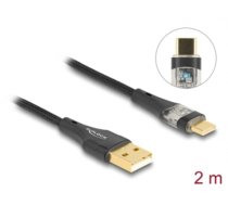Delock USB 2.0 Cable Type-A male to USB Type-C™ male with Fast Charging 60 W transparent 2 m (80761)