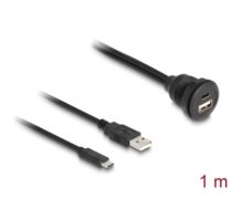 Delock USB 2.0 Cable USB Type-A male and USB Type-C™ male to USB Type-A female and USB Type-C™ female for built-in 1 m black (88102)