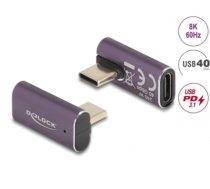 Delock USB Adapter 40 Gbps USB Type-C™ PD 3.1 240 W male to female rotated angled left / right 8K 60 Hz metal (60288)