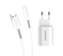 Dudao 2x USB mājas USB ceļojuma ES adapteris siena (Dudao Charger A2 EU + Lightning cable)