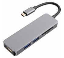 RoGer USB-C Hub 5in1 USB 3.0 x2 / HDMI / SD card reader / TF card reader Gray (RO-5IN1HUB)
