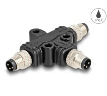 Delock M8 T-Splitter A-coded 3 pin male to 2 x male parallel connection (60573)
