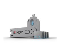 Lindy USB Port Blocker 4P Blue w/Key USB Port Blocker - Pack 4    4002888404525 (4002888404525)