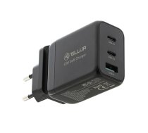 Tellur GaN 65W 3-port wall charger, 2xUSB-C + USB-A, EU,UK,US, black (53324#T-MLX56673)