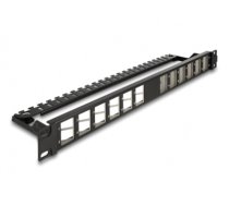 Delock 19″ Keystone Patch Panel 24 port angled with strain relief black (67042)