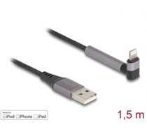 Delock Data and Charging Cable USB Type-A to Lightning™ for iPhone™, iPad™, iPod™ angled with stand function black 1.5 m MFi (85404)