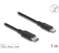 Delock Slim Data and Charging Cable USB Type-C™ to Lightning™ for iPhone™, iPad™, iPod™ black 1 m MFi (85410)