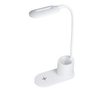 CP X2W 2in1 10W Universāls telefona bezvadu Qi lādētājs + Fleksibla Galda lampa ar pildspalvu trauku Balta (CPWRLX2W)