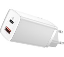 Baseus Wall Quick Charger GaN2 Lite 65W USB + USB-C QC4+ PD3.0 SCP FCP AFC  White (6953156232945)