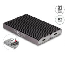 Delock External USB Type-C™ Dual Combo Enclosure for 2 x M.2 NVMe PCIe or SATA SSD - tool free (42028)