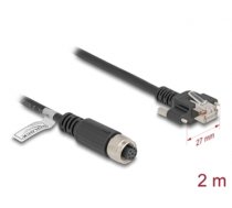 Delock M12 Cable A-coded 8 pin female to RJ45 plug with screws Cat.5e FTP 2 m black (80425)