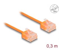 Delock RJ45 Network Cable Cat.6 UTP Ultra Slim 0.3 m orange with short plugs (80853)