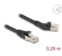 Delock RJ45 Network Cable Cat.6A S/FTP plug 45° left angled to plug straight 0.25 m black (80582)