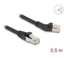 Delock RJ45 Network Cable Cat.6A S/FTP plug 45° left angled to plug straight 0.5 m black (80598)