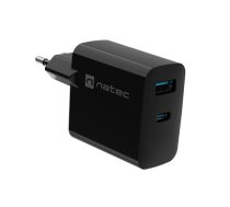 NATEC RIBERA GAN CHARGER 1x USB-A + 1x USB-C 65W BLACK (7C6C892C3D0FC87EB8E26D27C38F707879D6204A)