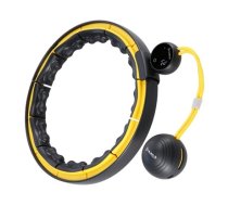 Vingrošanas rinķis ar atsvaru un skaitītāju HHM21 HULA HOP BLACK/YELLOW MAGNETIC WITH WEIGHT + COUNTER HMS (1643322)