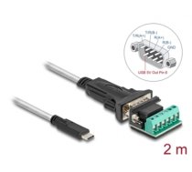 Delock Adapter USB 2.0 Type-C™ to 1 x Serial RS-422/485 male with 6 pin terminal block 5 V 2 m (64270)